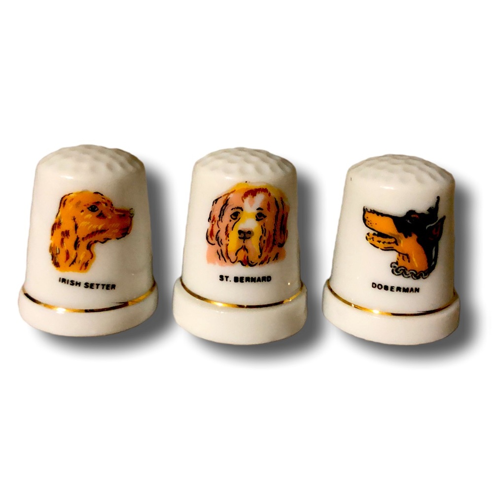 Set of 3 vintage dog thimbles